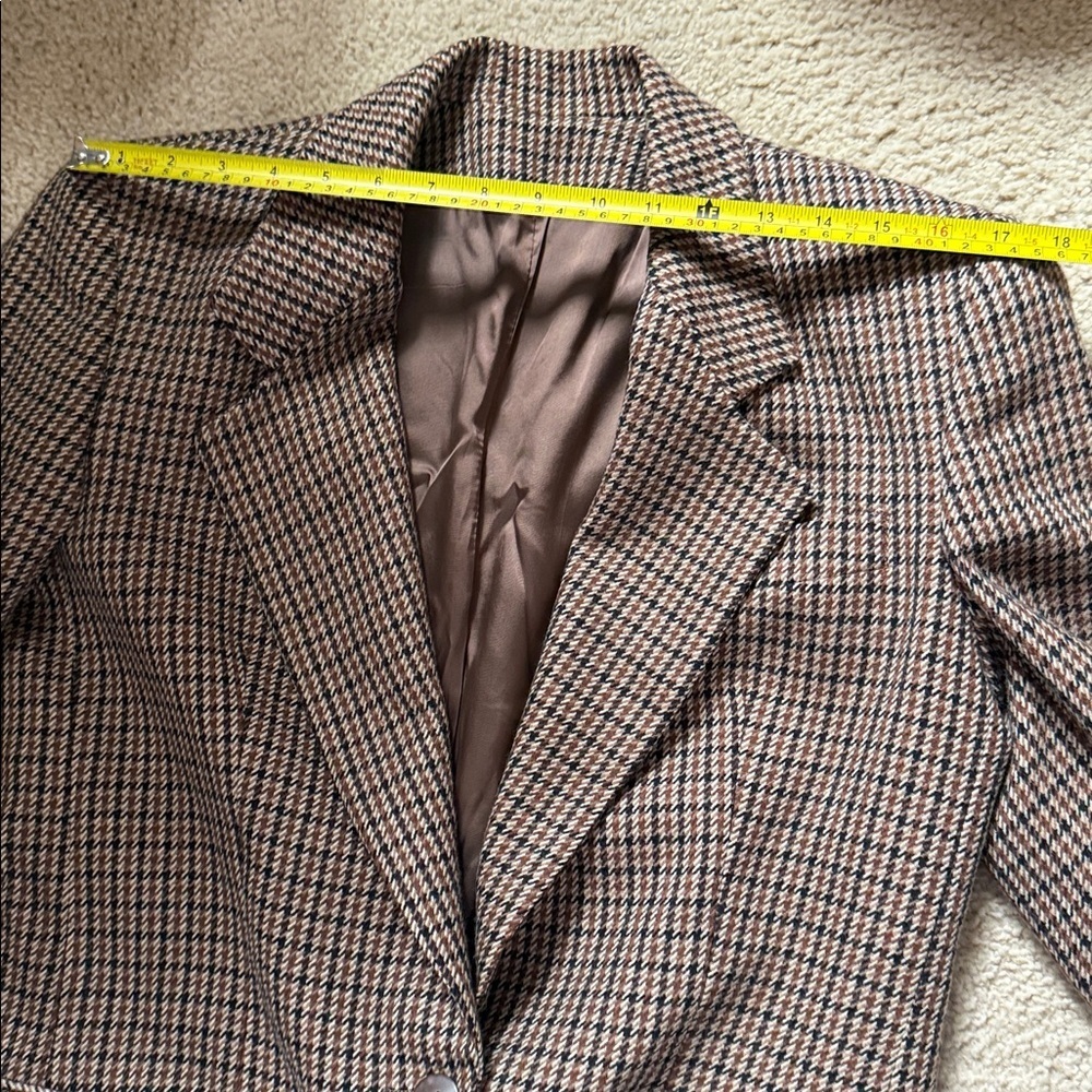 Vintage Burberrys Wool Tweed Blazer | Brown Houndstooth | Tailored Fit | Size 8 - Picture 9 of 12